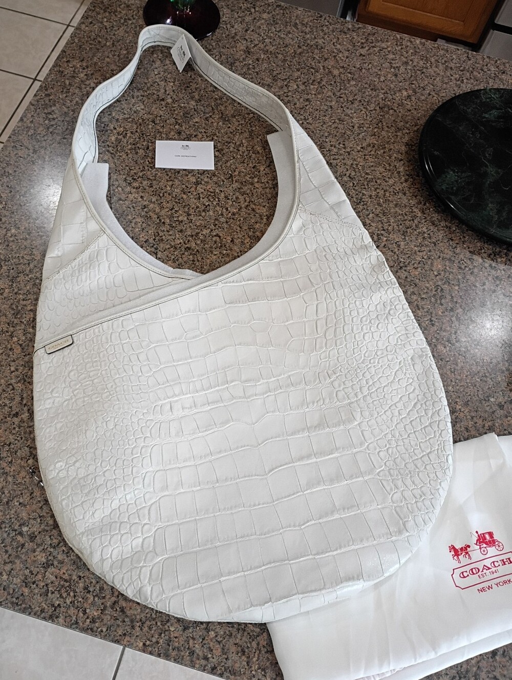 NWT Coach Bleeker  Croc-Embossed Shoulder Hobo Bag